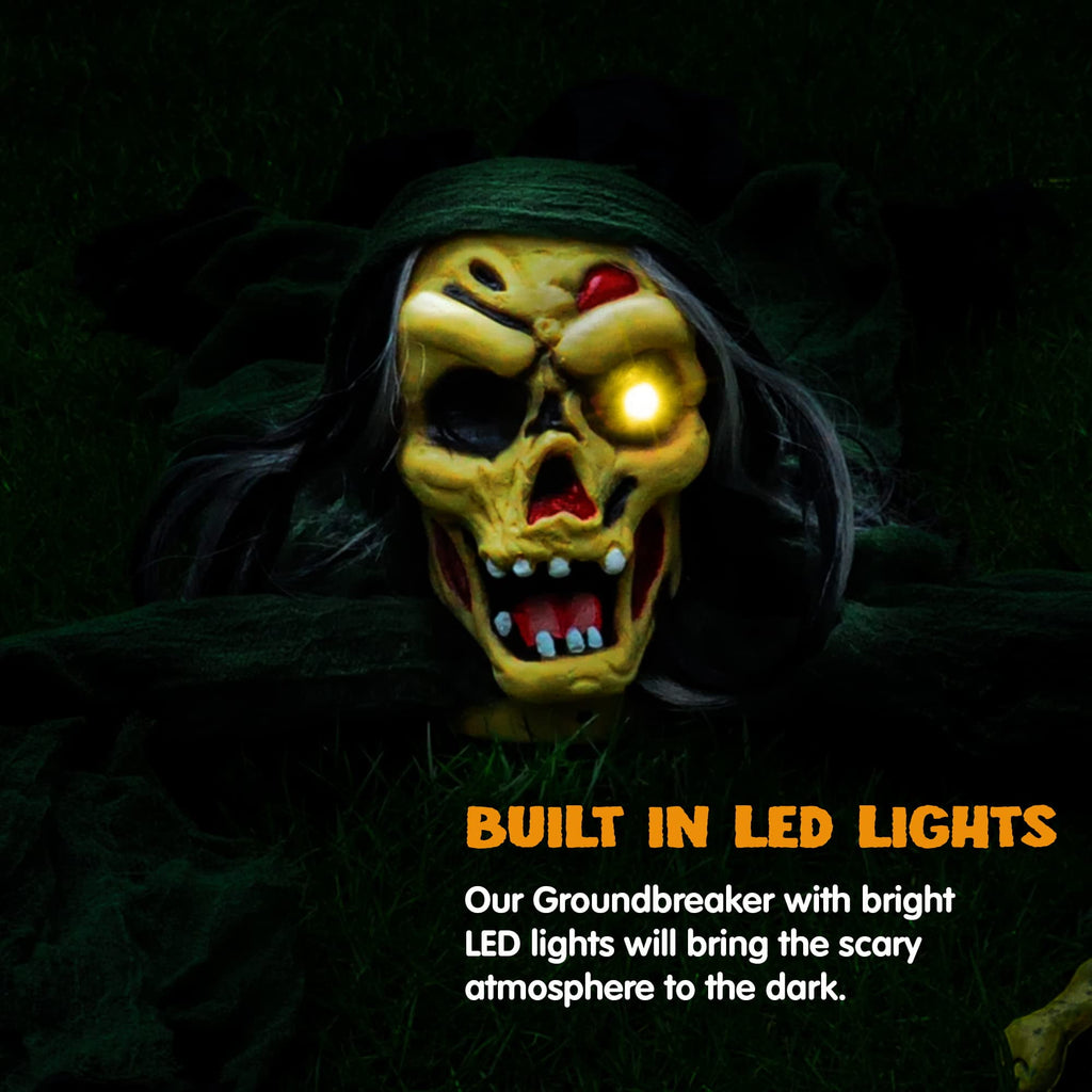Joyfy Halloween Decorations Outdoor Groundbreaker Creepy Life Size Light Up Climbing Zombie Groundbreaker with Sound,Motion Activated Halloween Decorations Haunted House Decorations