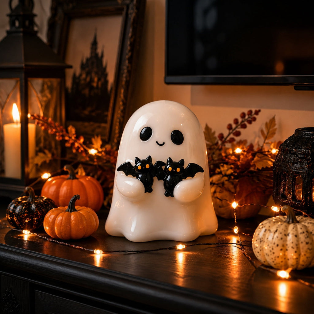 Halloween Decorations, Ghost Resin Crafts Ornaments, Alloween Decoration for Porch Yard Patio Indoor Decor Fall Autumn Home Shelf Mantel Ornament
