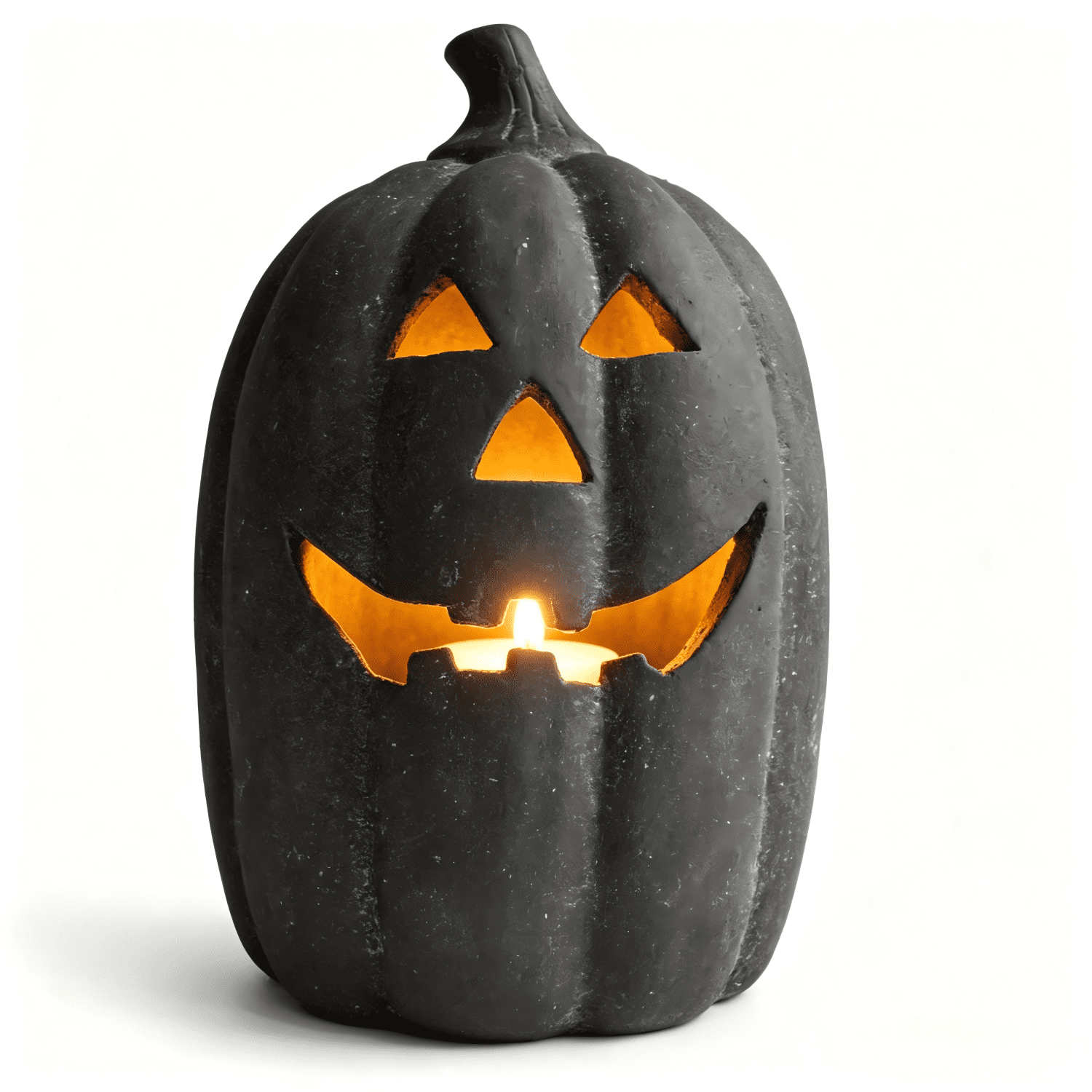 Halloween Decorations - 9.8" Black Handmade Resin Jack O Lantern Pumpkin Fall Decor, Indoor Outside Gothic Festival House Centerpiece Decoration for Table Garden Living Room Mantel