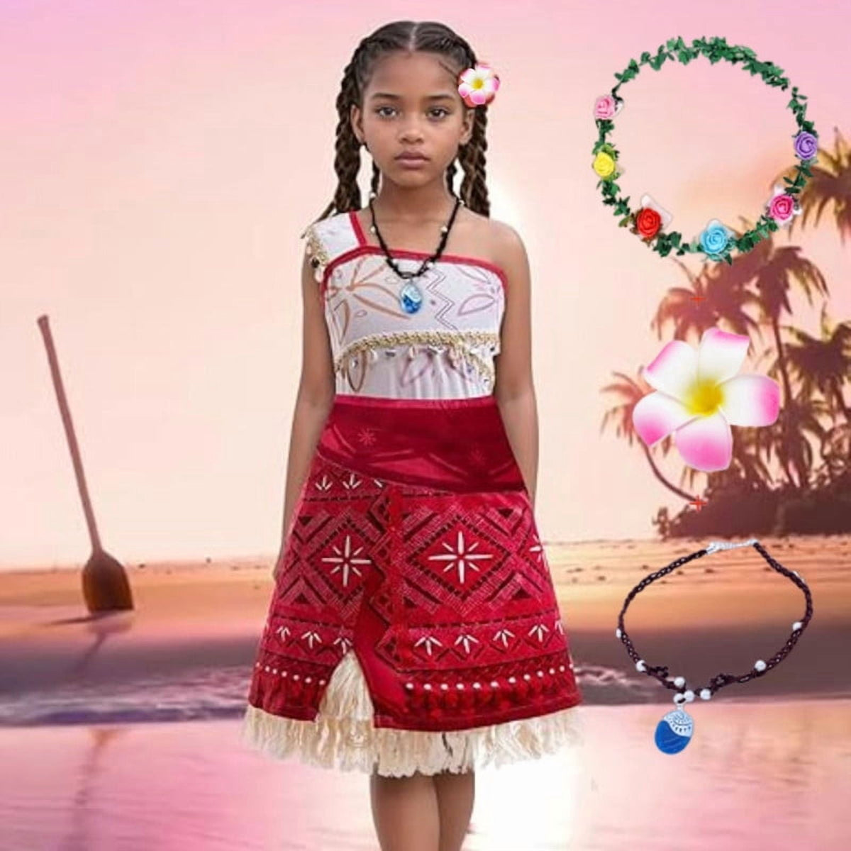 Jurebecia Princess Costume for Girls Dress Halloween Cosplay Outfits Birthday Fancy Tween Dress with Accessories 130 cm 7-8 Years