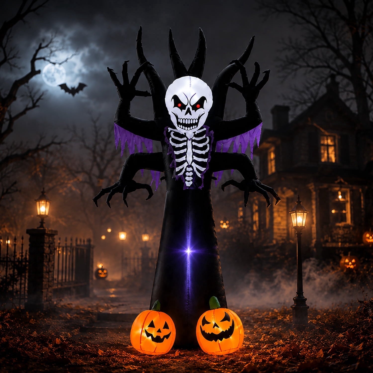 Toiyjofe 6ft Halloween Inflatable Black Cat with Jack-o'-Lantern & LED Lights, Trick-or-Treat Yard Decoration with Witch Hat for Outdoor Lawn & Porch