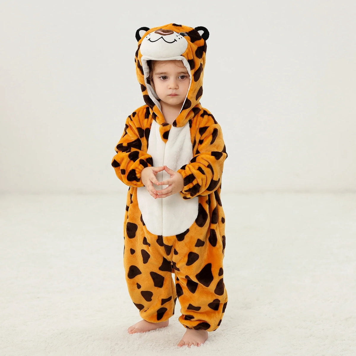 WIBACKER 0-3T Unisex Baby Animal Costume Winter Autumn Flannel Hooded Romper Christmas and Halloween Dinosaur Cosplay Jumpsuit