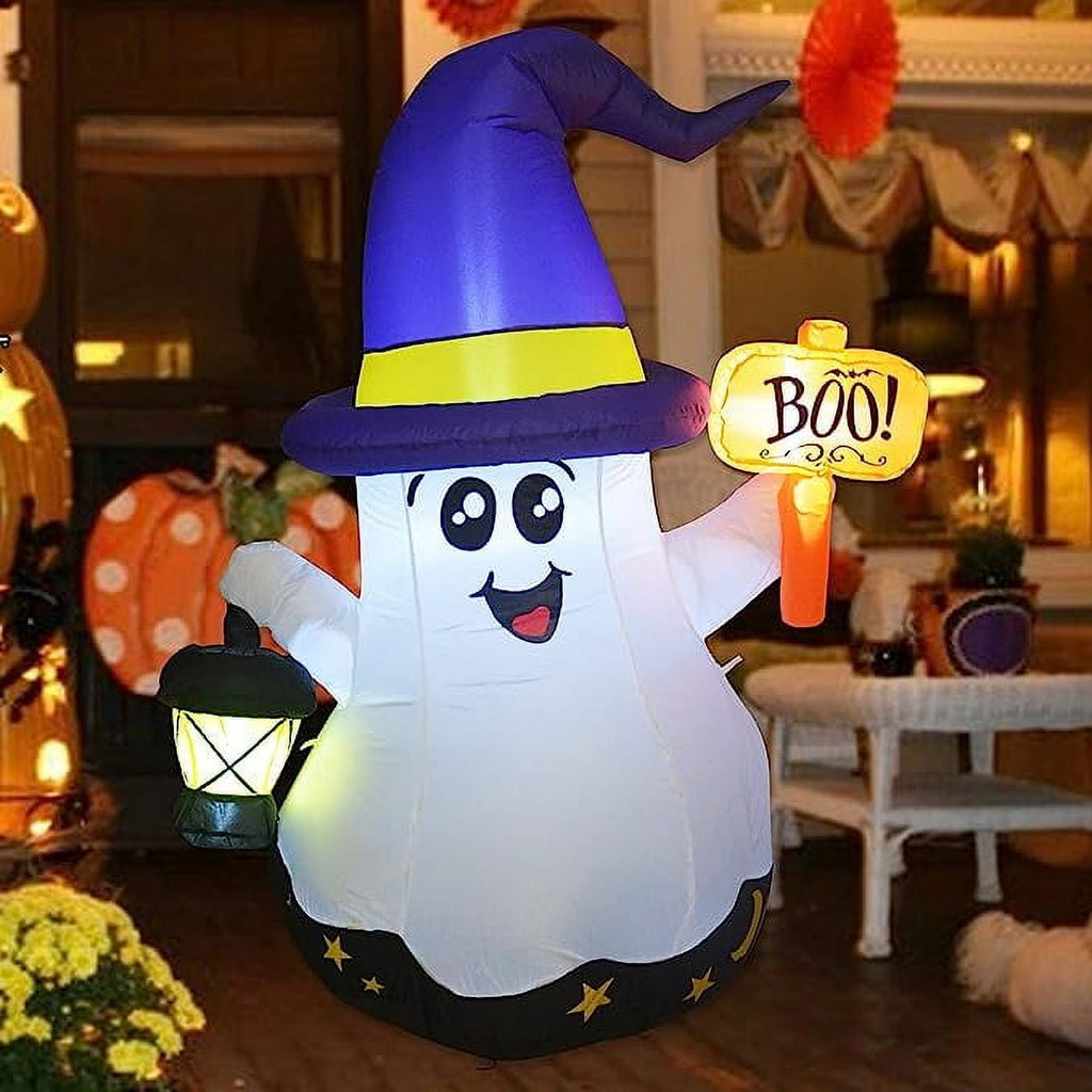GOOSH Halloween Inflatable 5 FT Halloween Ghost Inflatable with Hand-Held Light, Cute Blow Up Ghost Halloween Ghost Decorations with Built-in LEDs, Halloween Decorations Clearance for Holiday/Party