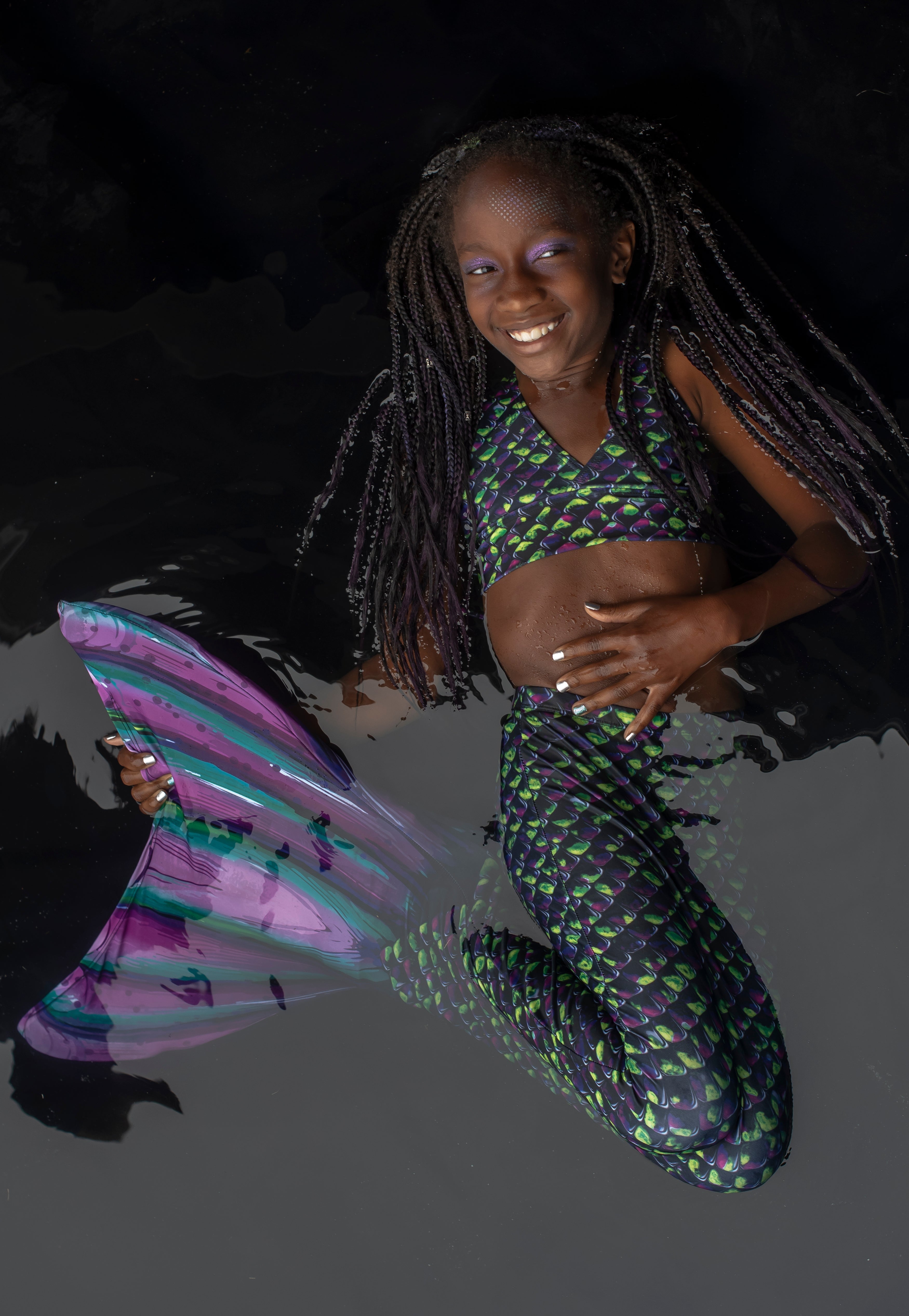 Sun Tail Mermaid Blue Lagoon Tail Skin, Size Child Extra Large (Monofin Not included) for Girls
