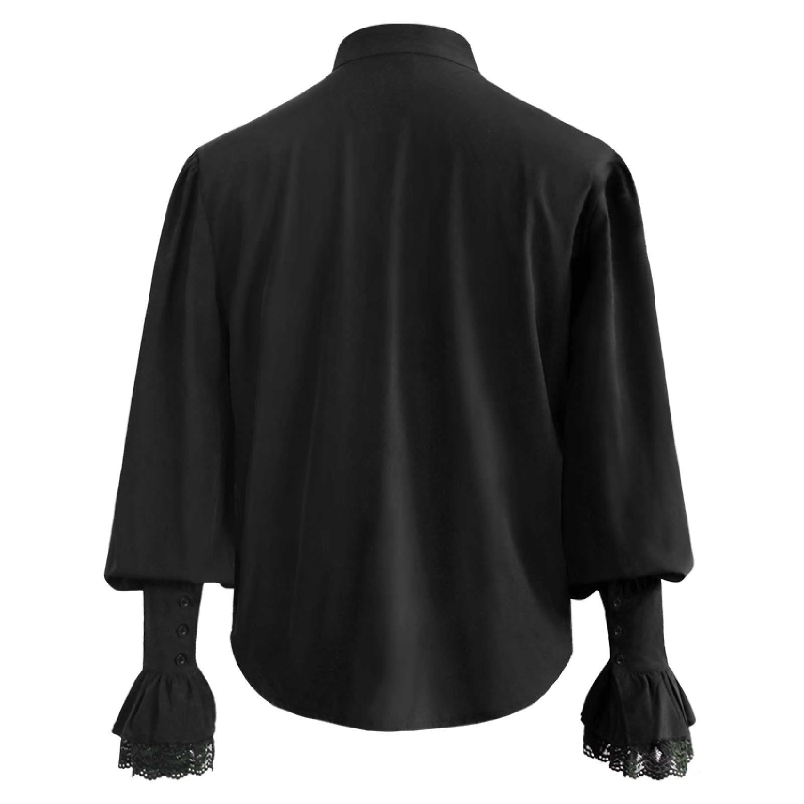 Men LYXSSBYX Mens Shirts Long Sleeve Pullover Stand Collar Ruffled Renaissance Shirt Steampunk Trumpet Sleeve Top