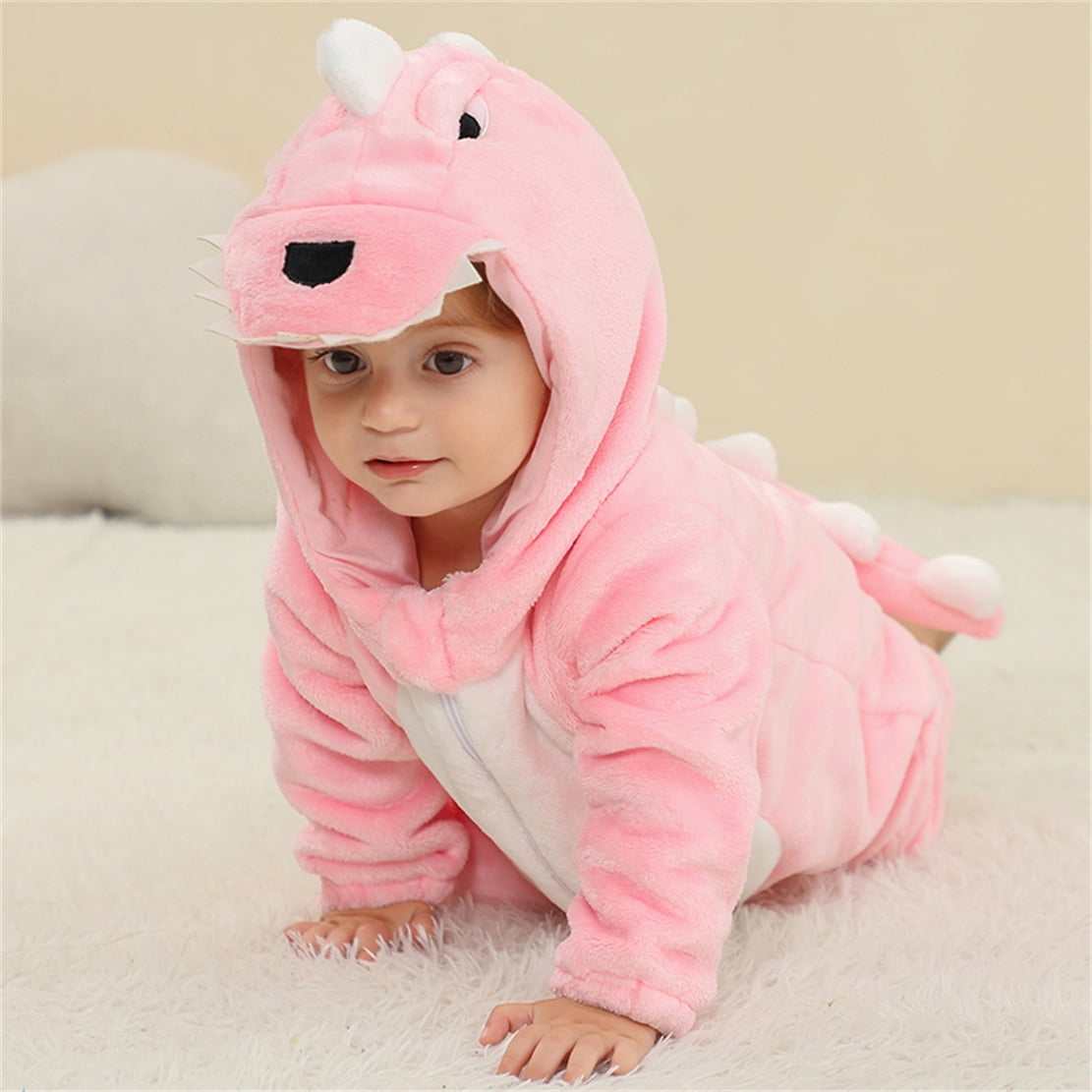 WIBACKER 0-3T Unisex Baby Animal Costume Winter Autumn Flannel Hooded Romper Christmas and Halloween Panda Cosplay Jumpsuit