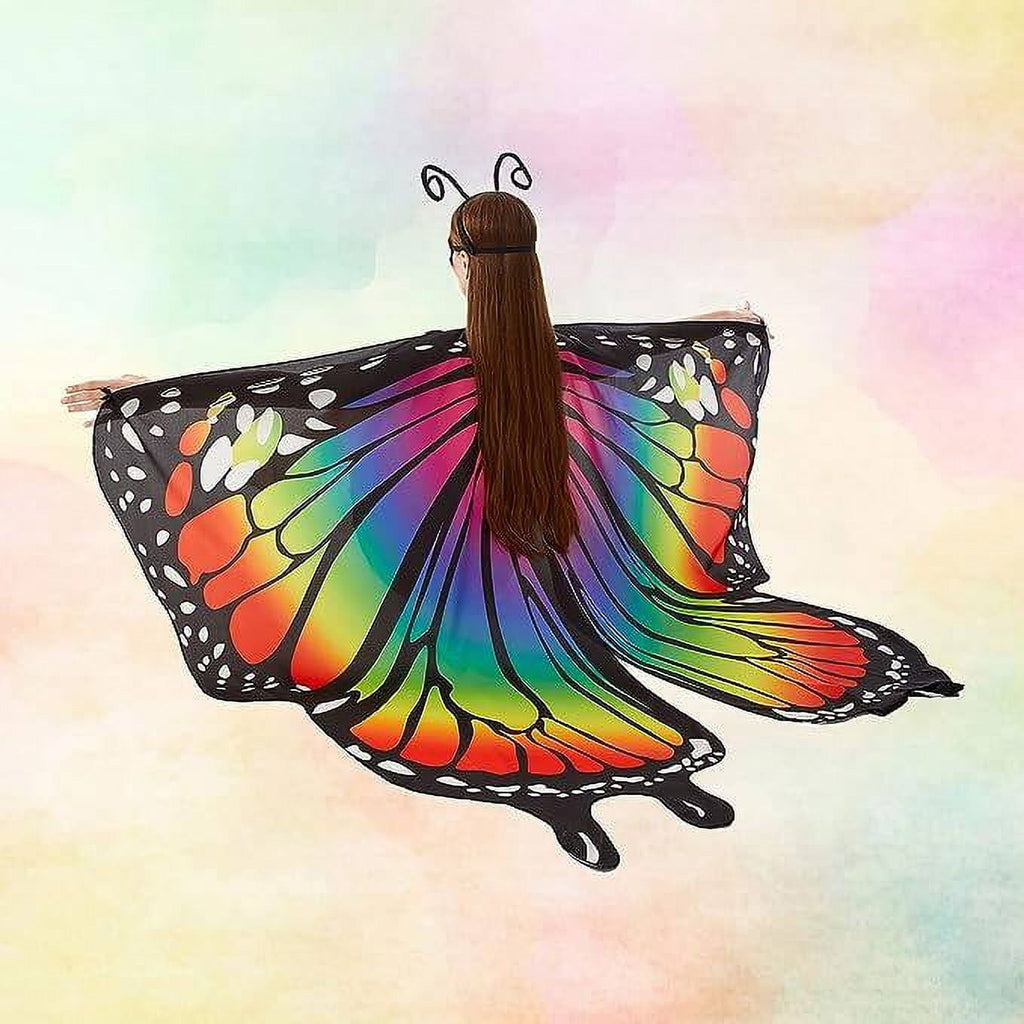 Butterfly Costume for Women - Halloween Cape Adult Wings with Mask and Antenna Headband
