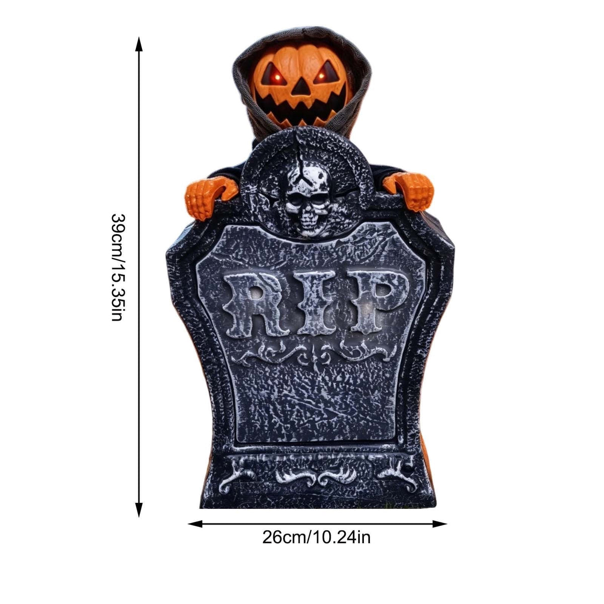 EWASWON Halloween Animated Tombstone, Motion Activated Gravestone with Rising Skeleton, Glowing LED Eyes & Scary Sounds, Outdoor Yard Decoration