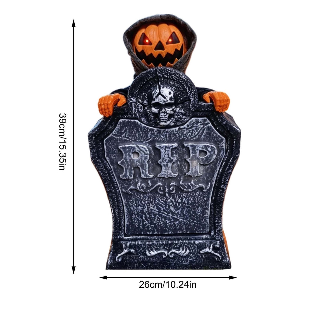 Roiihwy Halloween Animated Tombstone With Voice Activated Rising Skeleton And Pumpkin, B