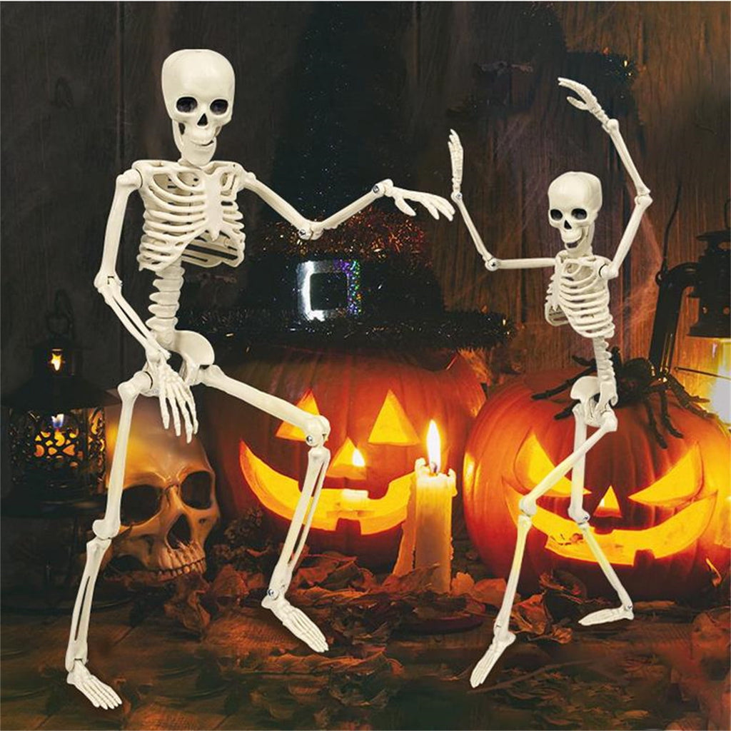 Qocolhg Halloween Posable Skeletons, Full Body Human Skeleton with Movable Joints for Halloween Haunted House Graveyard Party Scary Decor