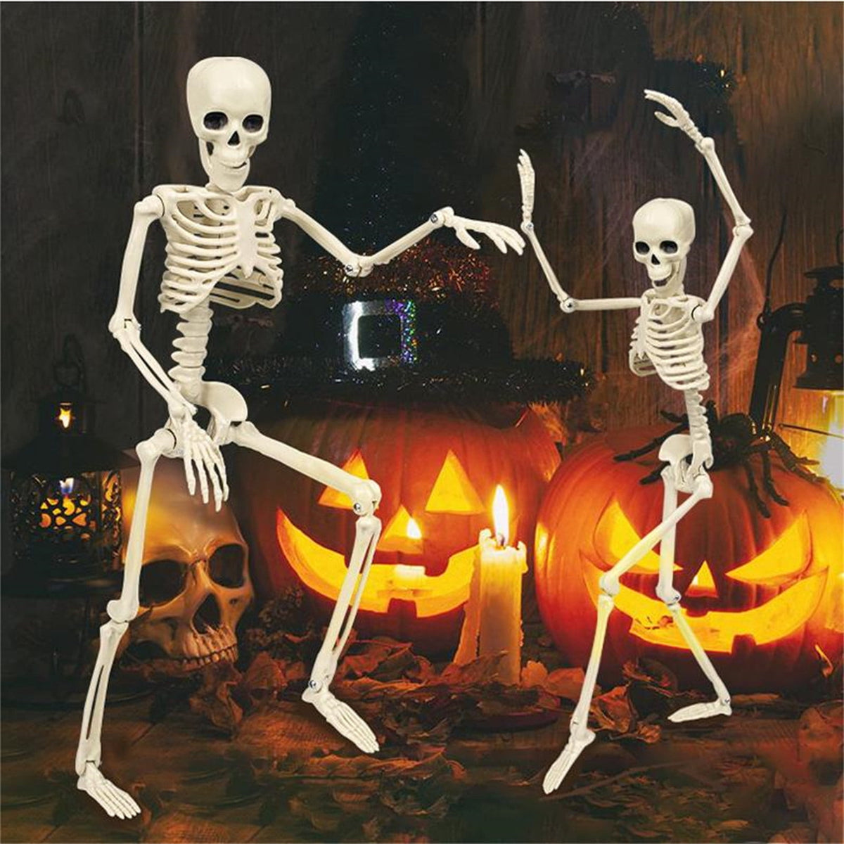 Qocolhg Halloween Posable Skeletons, Full Body Human Skeleton with Movable Joints for Halloween Haunted House Graveyard Party Scary Decor