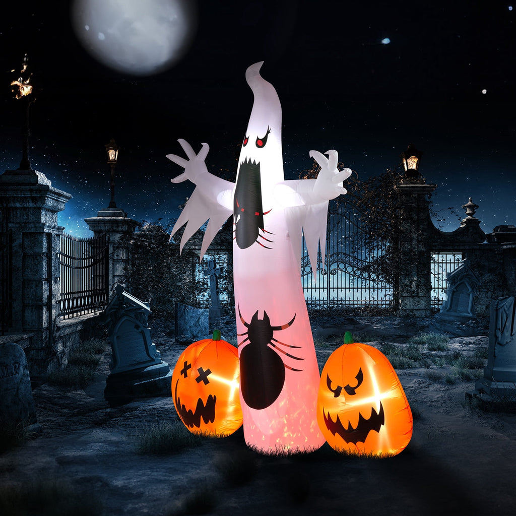 Ktaxon 12' Halloween Inflatables Outdoor Halloween Decoration Giant Ghost with 2pcs Pumpkin Blow up Decor