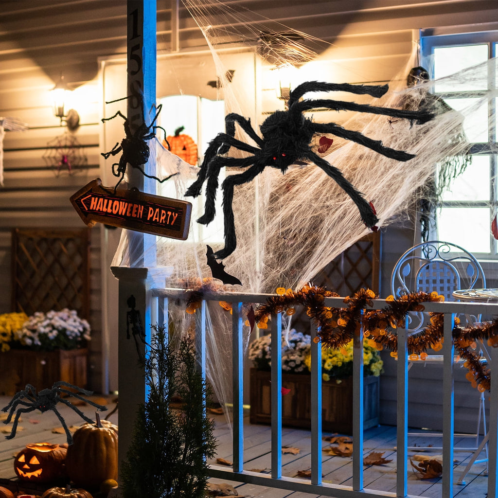 Halloween Spider Decorations, 6 Pcs Realistic Hairy Spiders Set, Scary Spider Props for Indoor, Outdoor and Yard Creepy Decor(50", 35", 30", 20", 12", 12")