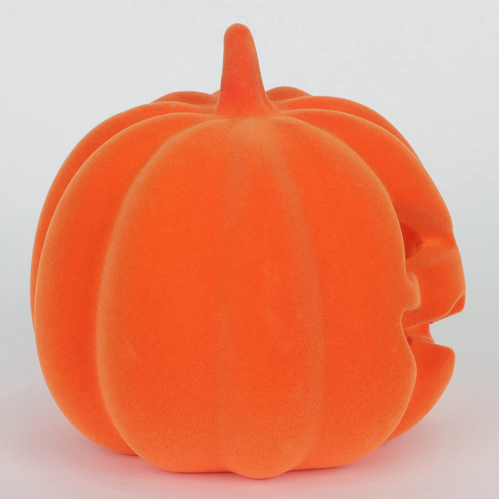 Light-Up Flocked Jack-o'-Lantern Decoration, Orange, 5.5", Halloween by Way To Celebrate