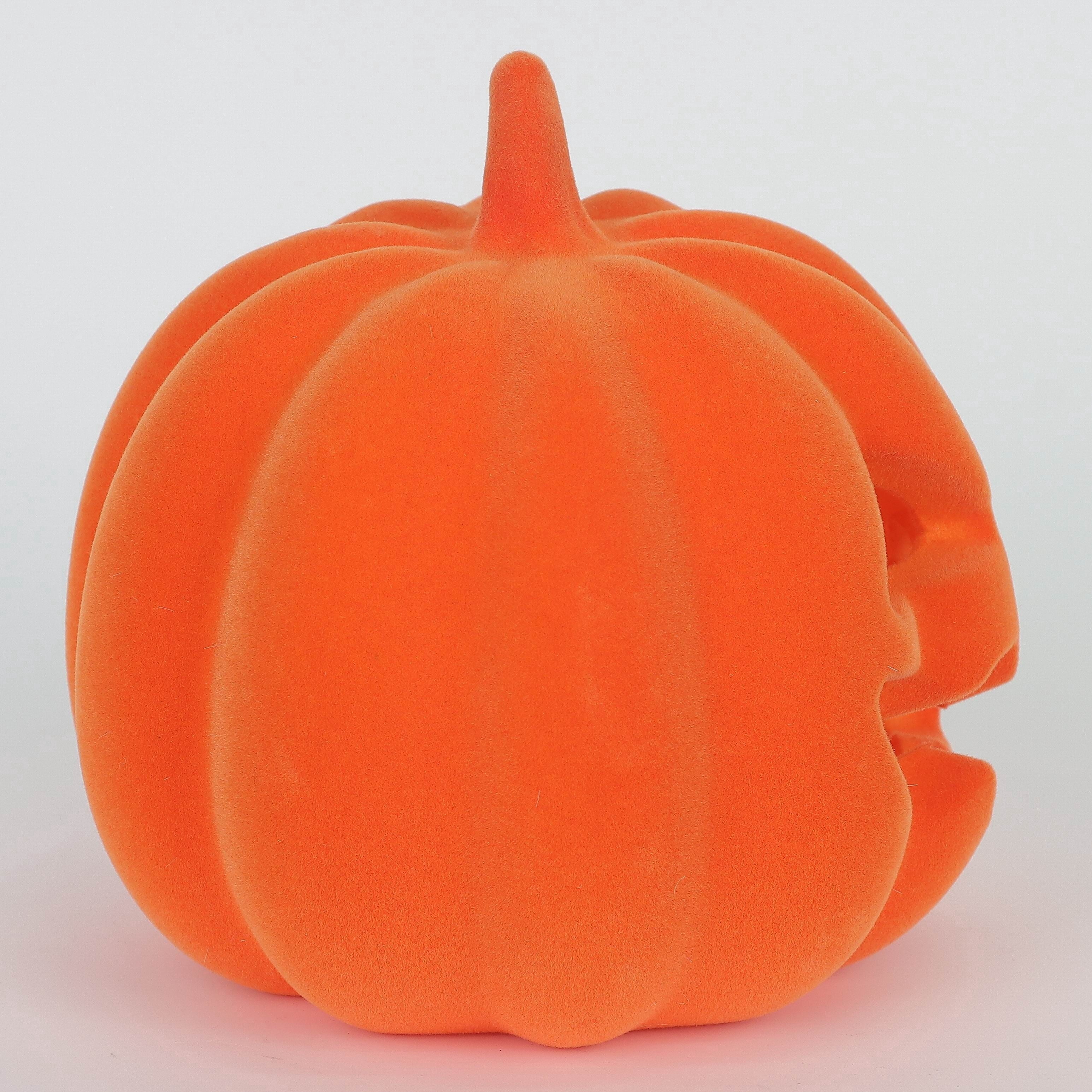 Light-Up Flocked Jack-o'-Lantern Decoration, Orange, 5.5", Halloween by Way To Celebrate