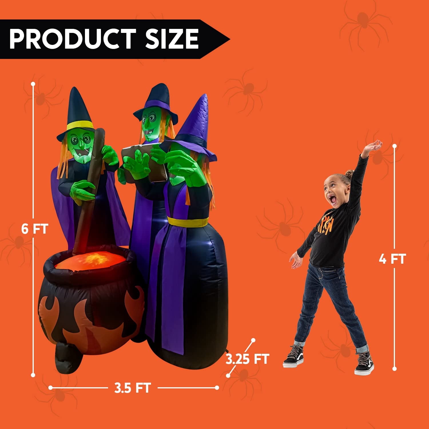 Joyfy 6 ft Halloween Inflatable Outdoor Witches Cauldron Pot Large Decorations with Flame Light,Halloween Blow Ups for Outside Yard Decoration