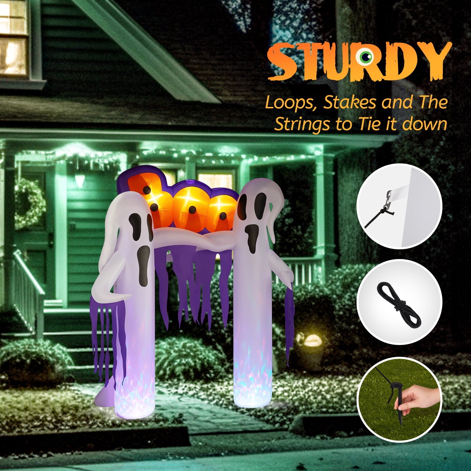 UBesGoo 10 ' Halloween Ghost Arch Outdoor Halloween Inflatables for Patio Garden Decor