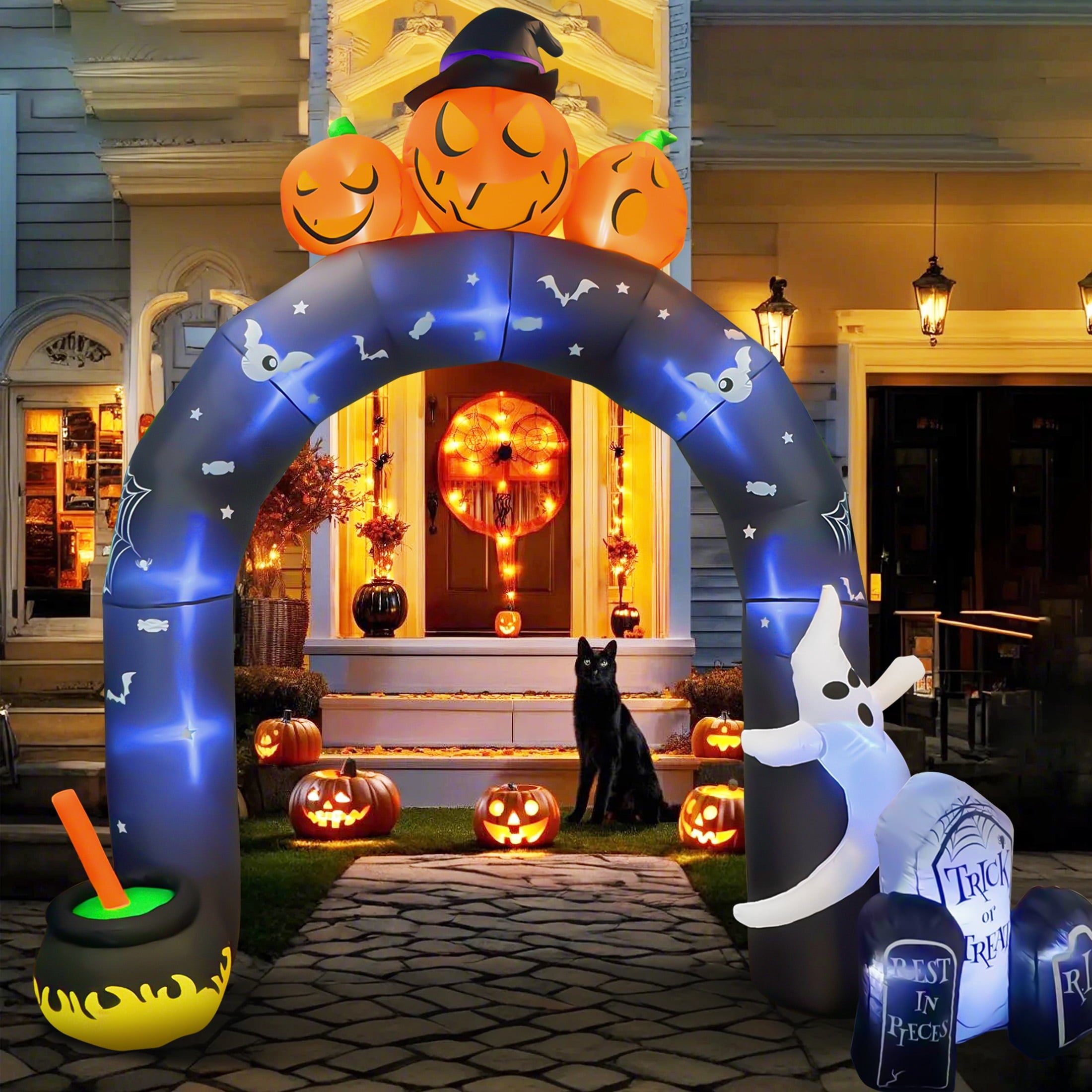 GVDV 10 FT Halloween Inflatables Archway Outdoor Decorations, Scary Halloween Arch Blow Up Yard Decorations for Front Yard Lawn Garden Decor