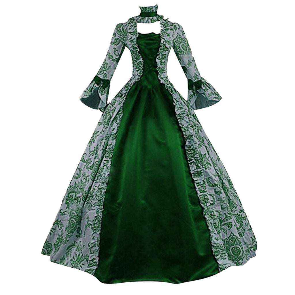 DDAPJ pyju Medieval Dress for Women Evening Masquerade Ball Gowns Vintage 1700S Victorian Renaissance Costume Green XXXXXL