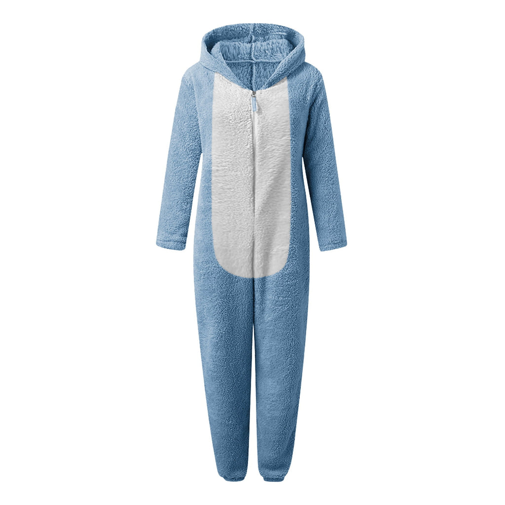 QATAINLAV Sherpa Fleece Jumpsuit for Women Winter Warm Fuzzy Onesie Pajamas Cute Cat Hooded Romper Casual Zip Up Overalls Sleepwear Black XL
