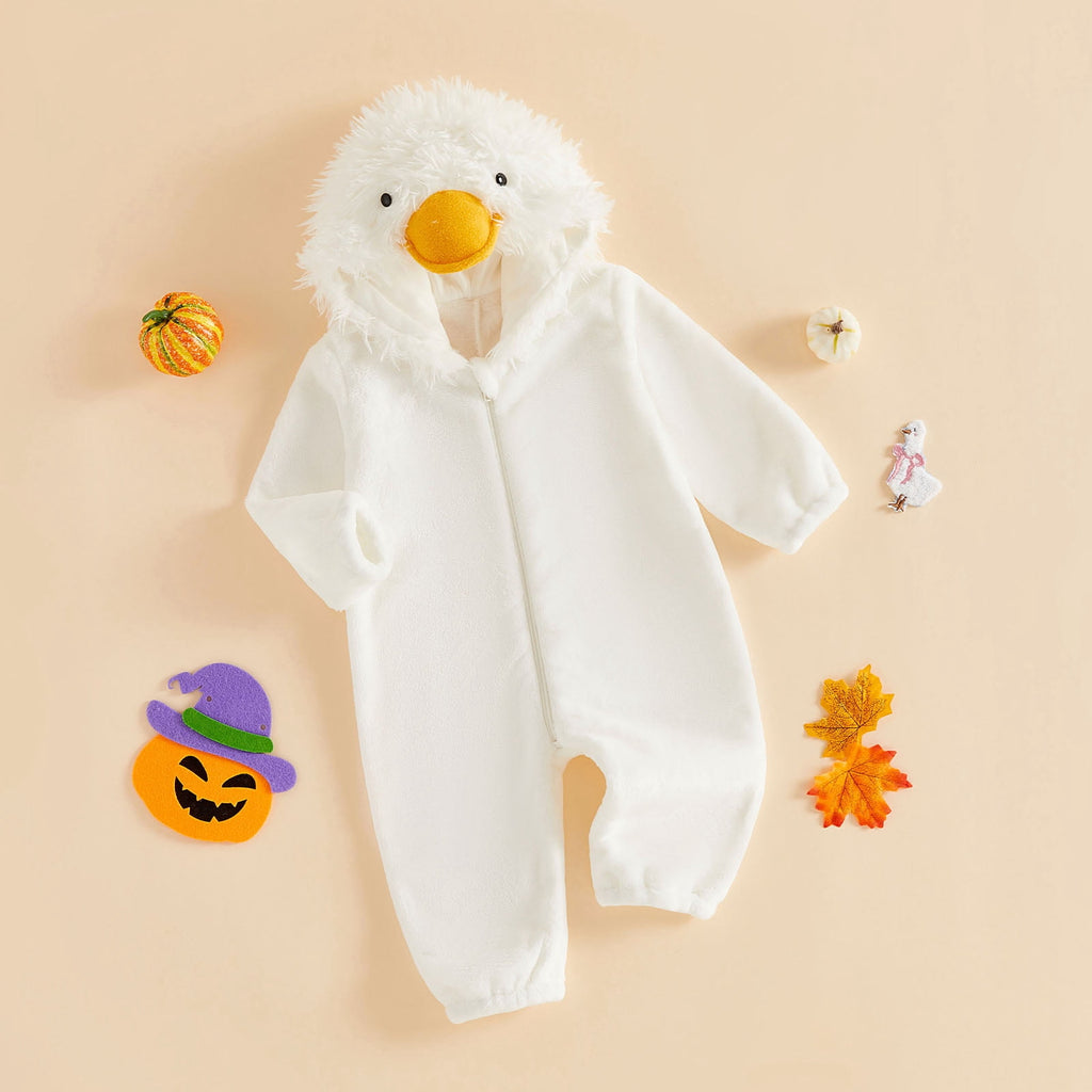 RUINIXCW Toddler Baby Girl Boy Halloween Chick Costume Cosplay Outfit Infant Fall Winter Clothes Snowsuit Fleece Jumpsuit Long Sleeve Hooded Romper
