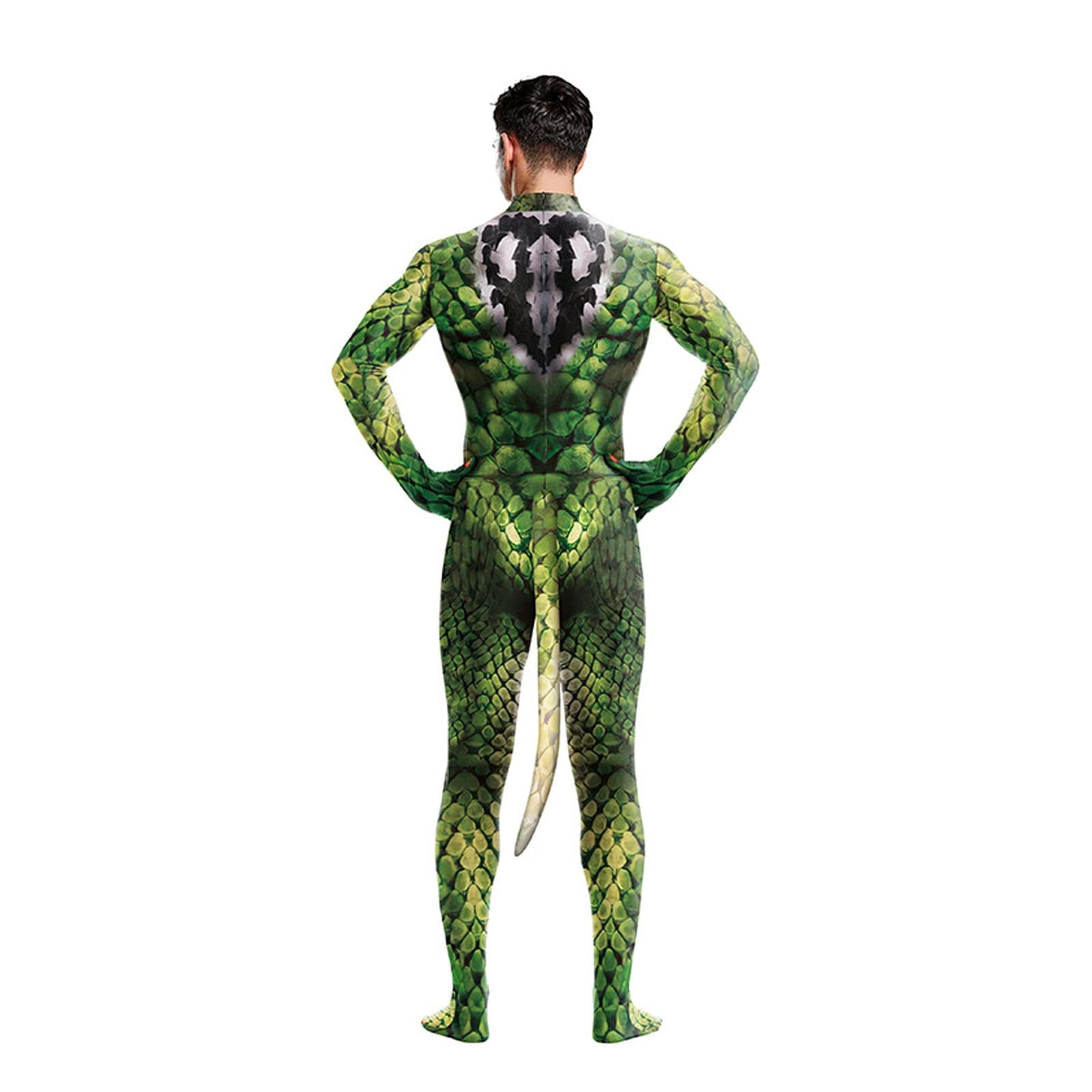 Men's Full Body Dragon Costume Bodysuit with Wings,Mask,Tail,Halloween Dragon Muscle Animal Catsuit Costume