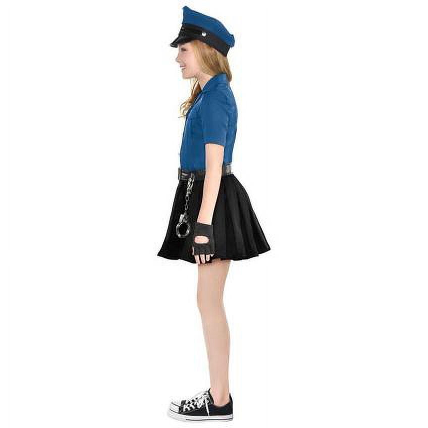 Cop Cutie Costume Set (X-Large 14-16) - Includes Dress, Hat, Belt, Fingerless Gloves, Footless Tights, Handcuffs - Perfect for Costume Parties & Halloween Fun