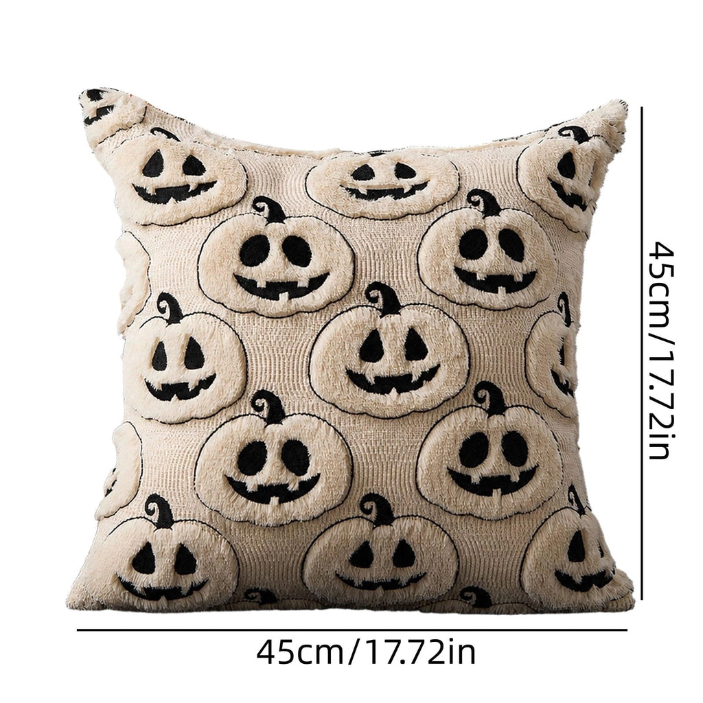 Halloween Ghost Reading Book Throw Pillow Cover, Spooky Library Bookshelf Skull Candlestick Decorative Pillowcase, Retro Halloween Cushion Cover