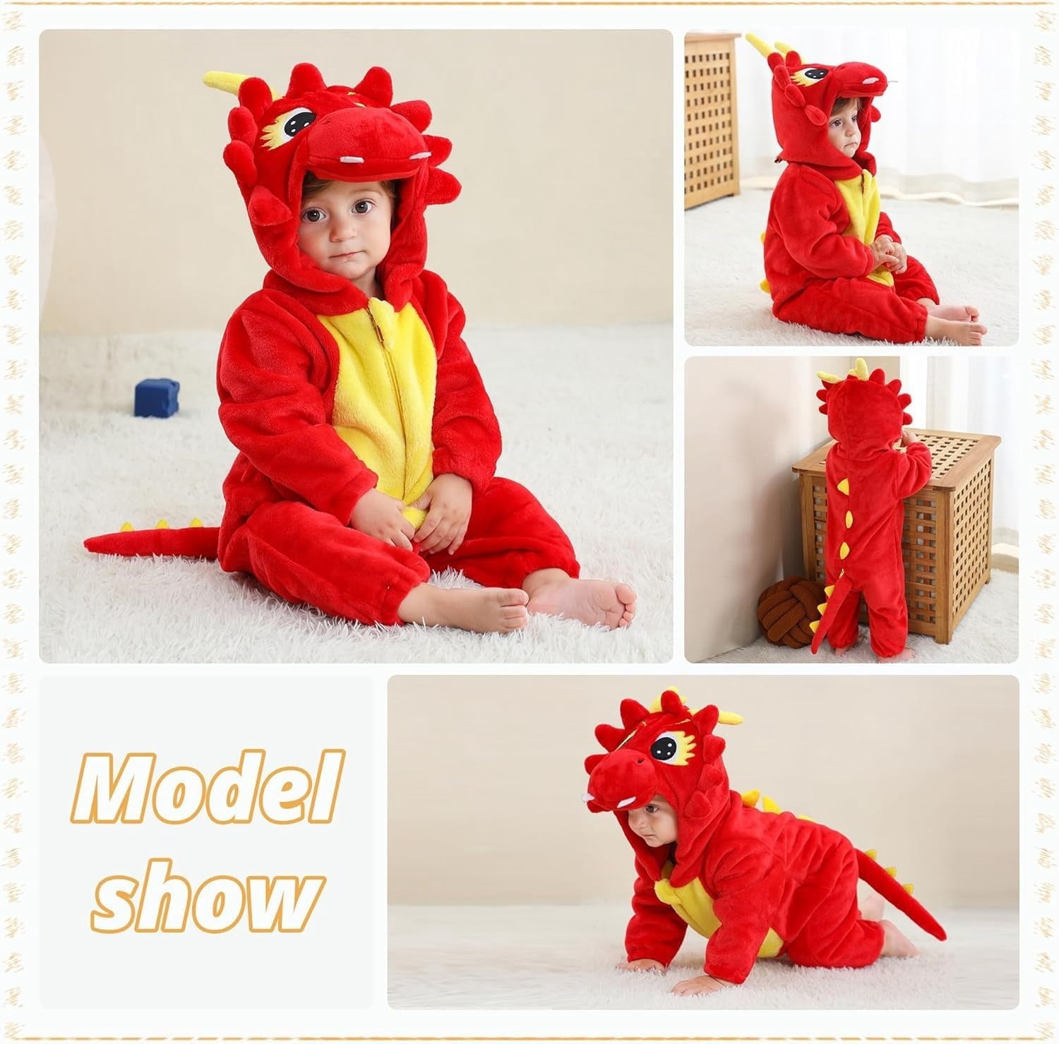 WIBACKER 0-3T Unisex Baby Animal Costume Winter Autumn Flannel Hooded Romper Christmas and Halloween Panda Cosplay Jumpsuit