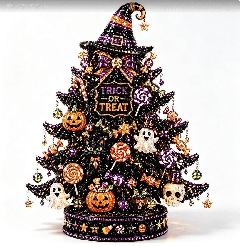 2026 Moonlit Black Cat DIY Halloween Quilted Fabric Tree Kit - Patchwork Fabric Halloween Tabletop Tree, Autumn Mantel Ornament for Adult Rustic Farmhouse Seasonal Display