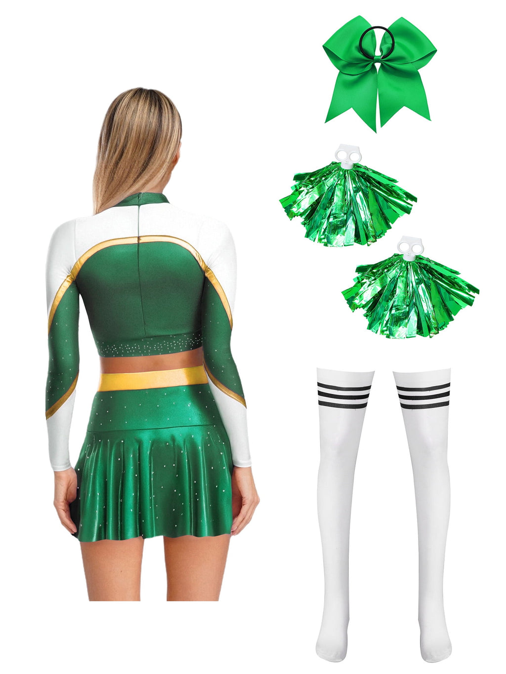 iiniim Womens Cheer Leader Costumes Set Schoolgirl Cheerleading Cosplay Halloween Party Uniform Purple XL