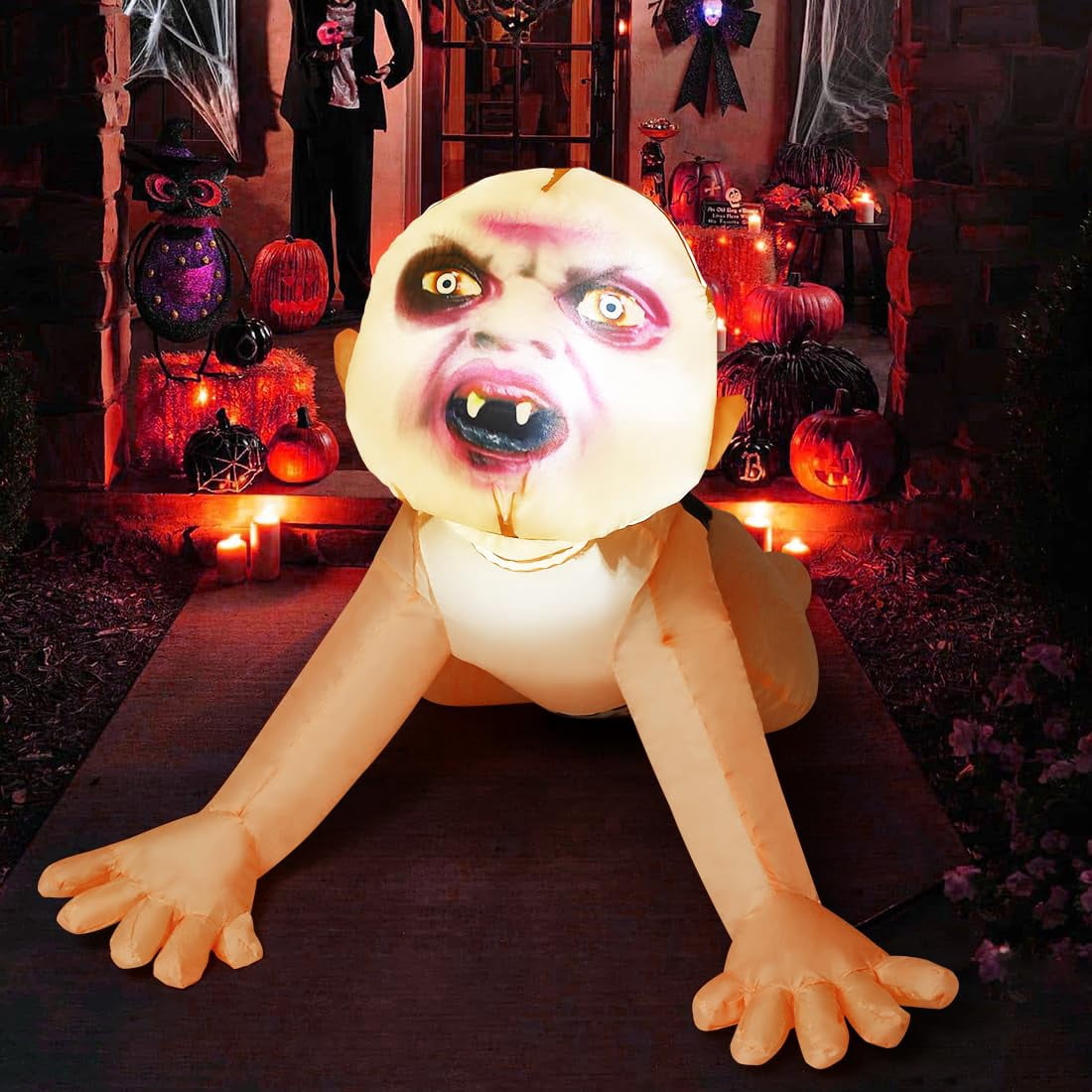 GOOSH Halloween Inflatables 4 FT Halloween Zombie Inflatable with Built-in LEDs, Scary Inflatable Zombie Halloween Blowups, Outdoor Halloween Decorations Zombie Blow up for Halloween Holiday Party