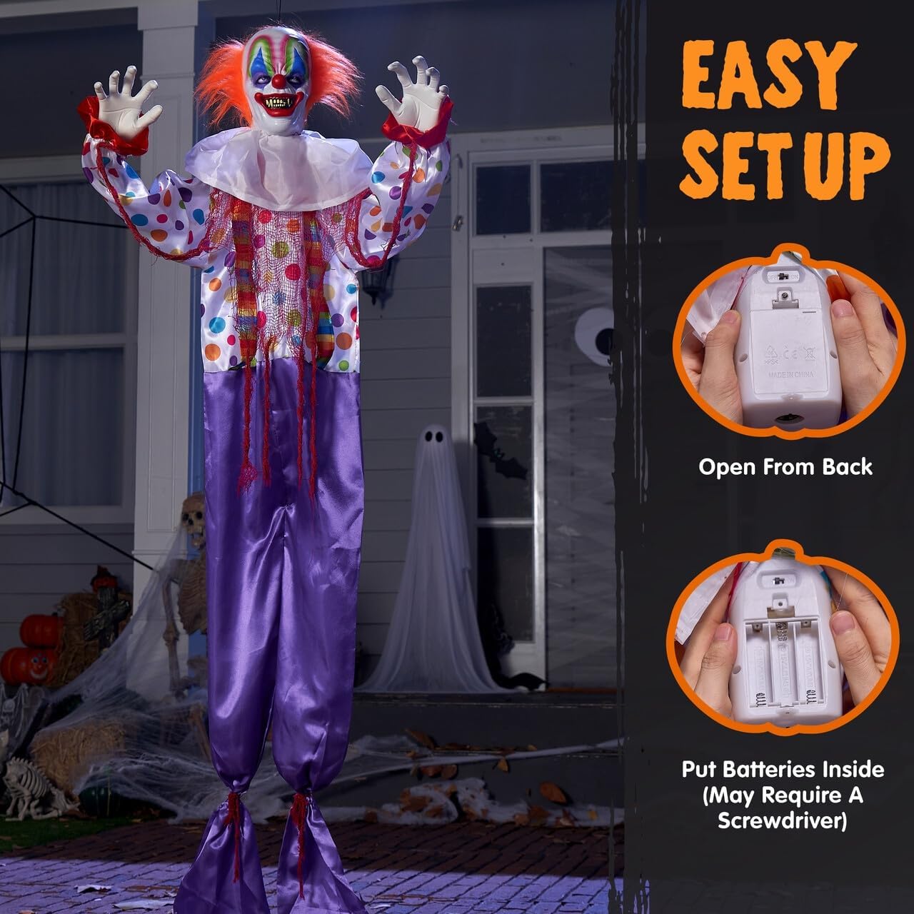 Joyfy 4 Pcs Halloween Decorations Outdoor Hanging Clown Ghost,29" Scary Outdoor Halloween Decor for Halloween Haunted House Decor Props