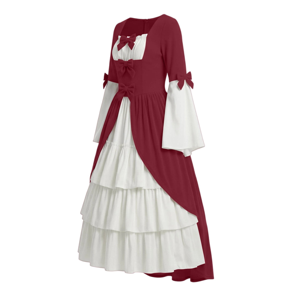 Gothic Dresses for Women Medieval Renaissance Halloween Costume Lace Up Corset High Low Ruffle Hem Square Neck Vintage Gown