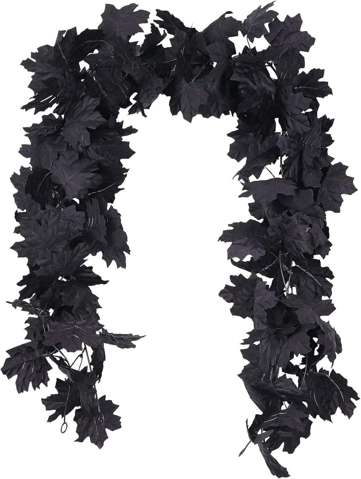 Halloween Garlands with Lights, 5.8 Ft Black Eucalyptus Garlands, Artificial Hanging Plants Vines, Faux Ferns Plant Fake Leaves Ivy Flowers Garlands for Garden Home Party Halloween Decorations Indoor