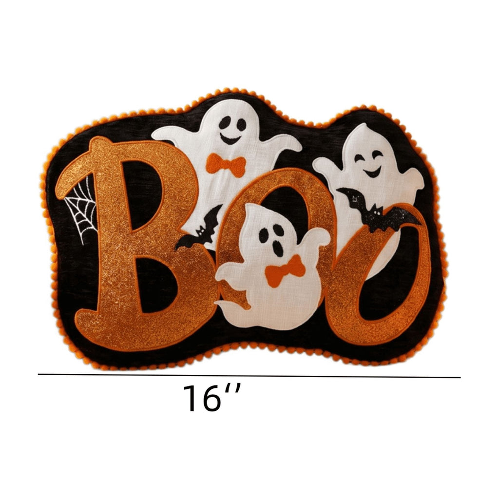 Halloween Ghost Reading Book Throw Pillow Cover, Spooky Library Bookshelf Skull Candlestick Decorative Pillowcase, Retro Halloween Cushion Cover