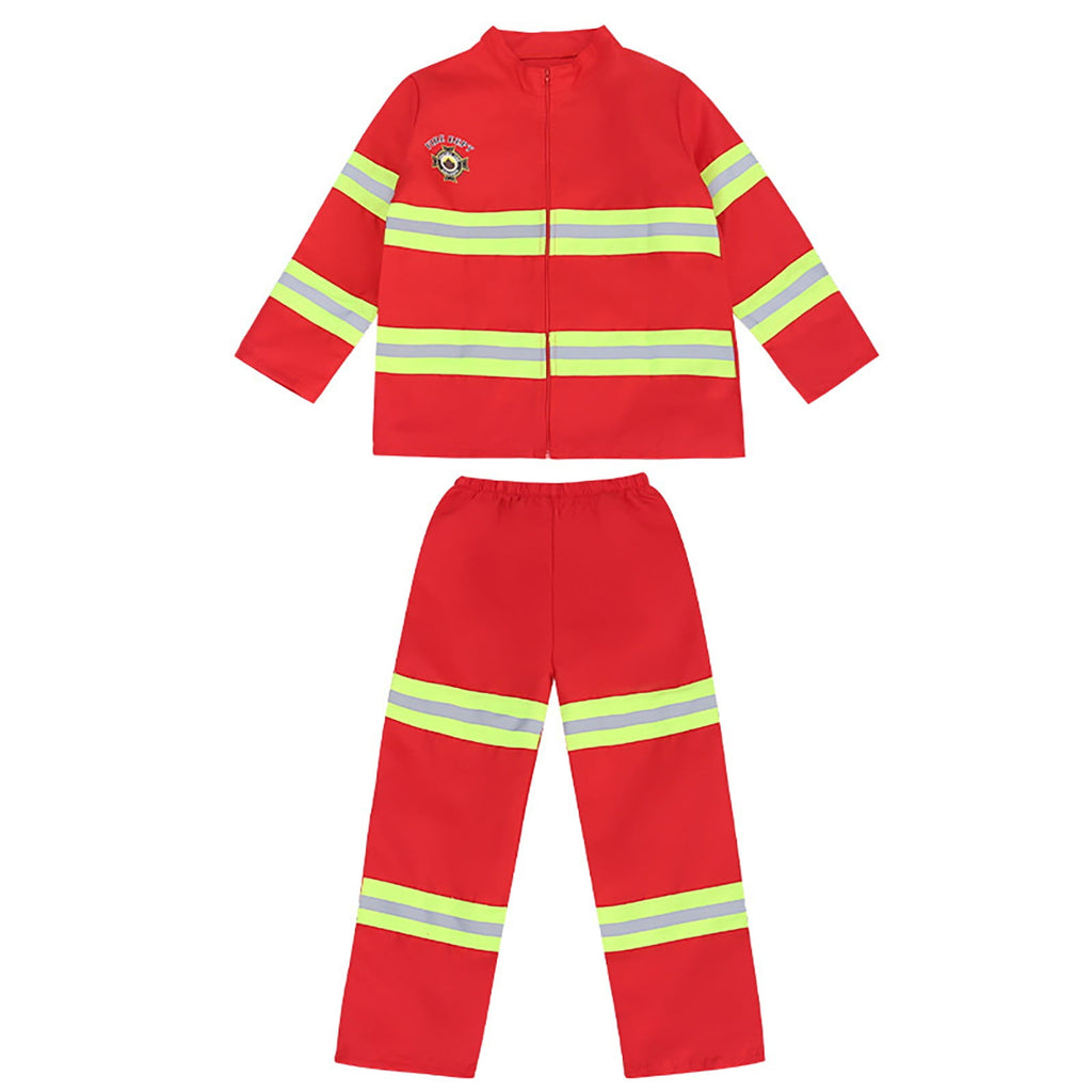LIIPEE Boys Fireman Costumes Kids Fancy Dress Up With Accessories Clothes 7 Piece Party Outfits,18-24 Months