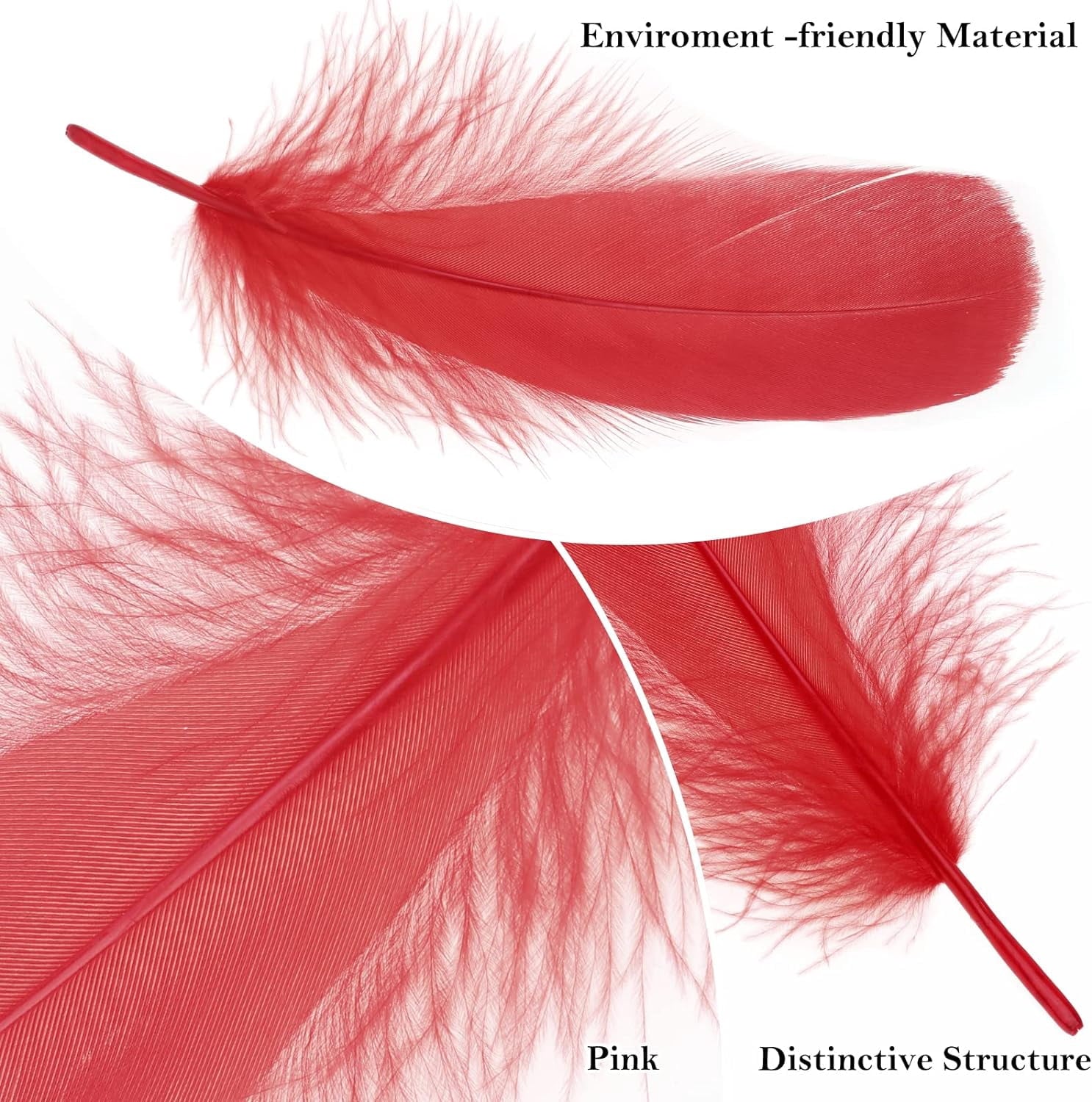 600PCS Red Feathers, 3-4.7 inch Feathers Bulk for DIY Crafts Wedding Halloween Costume Party Decorations Dream Catcher Supplies