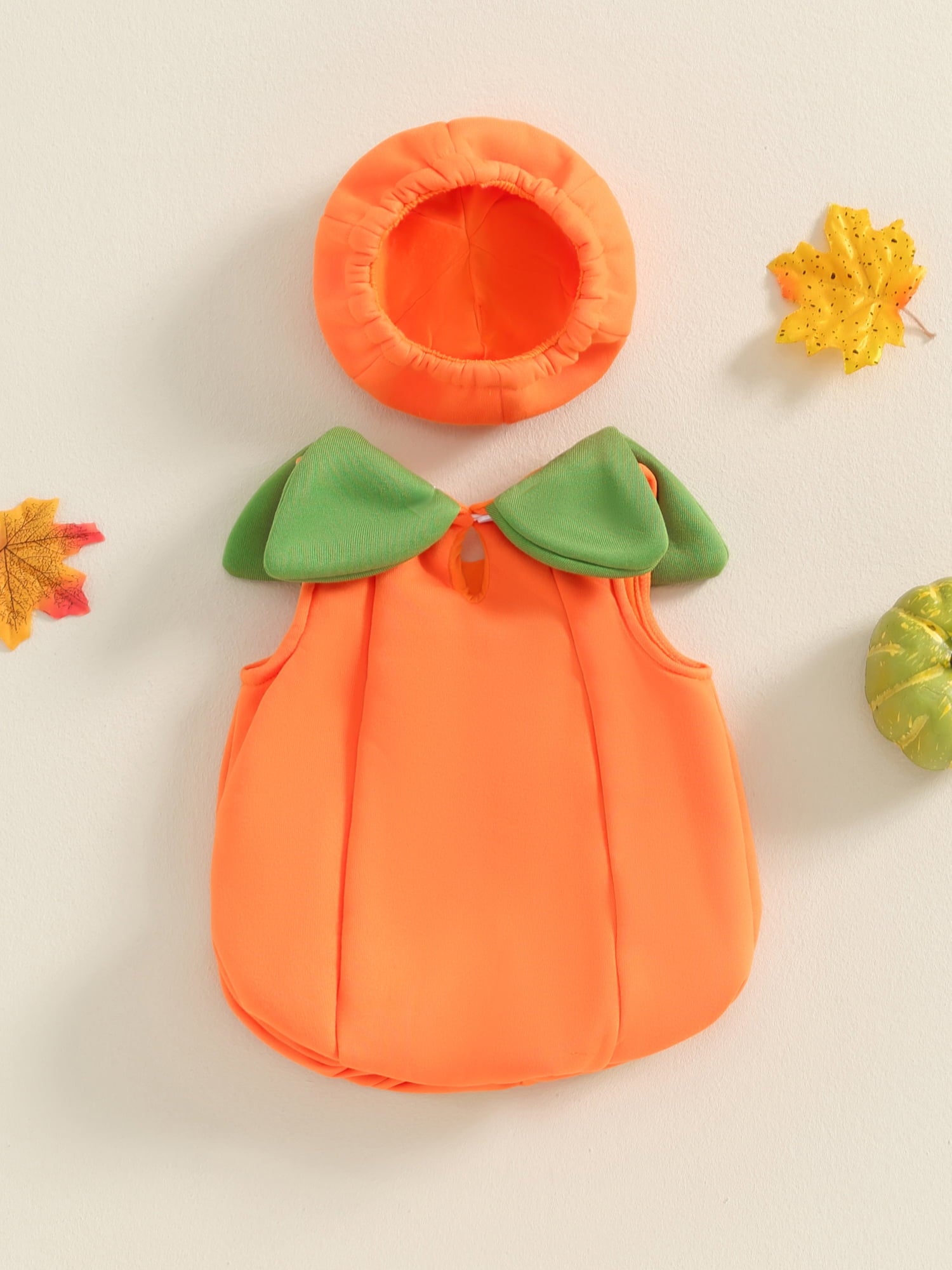 RUINIXCW Toddler Baby Girl Boy Halloween Pumpkin Costume Newborn Infant Baby Fall Halloween Outfit Sleeveless Top Hat Cosplay Party Dress Up Clothes