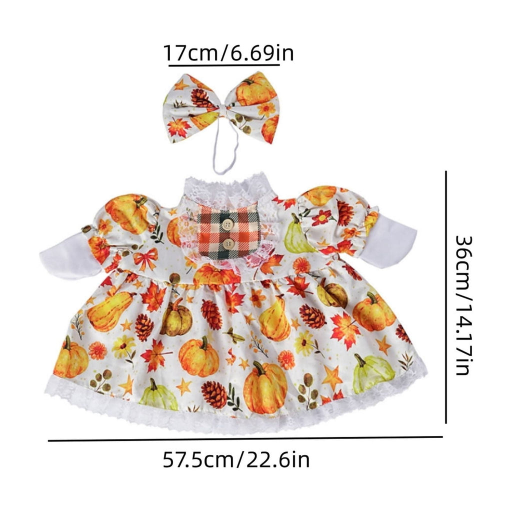 Thanksgiving Harvest Outfit for 23" Porch Goose, Goose Fall Theme Dress in White&Orange with Headwear Fall Harvest Decor for 23" Goose Outdoor Patio Yard Lawn Decoration