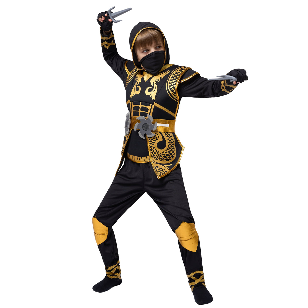 Joyfy Kids Golden Ninja Costume for Toddler Boys Halloween Dress Up Age Up to 12 Years