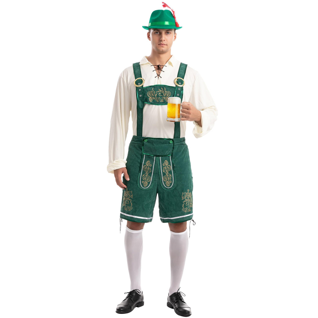 Joyfy Men's German Bavarian Oktoberfest Costume Set, Beer Costume Hat for Adults Halloween Fancy Dress Costumes and Beer Festival