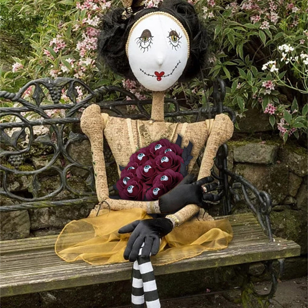 Feltree Halloween Decorations 10 Pieces Faux Rose With Eyeballs Halloween Faux Eyeball Flowers Faux Gothic Rose Bushes For Halloween Party Home Decorations