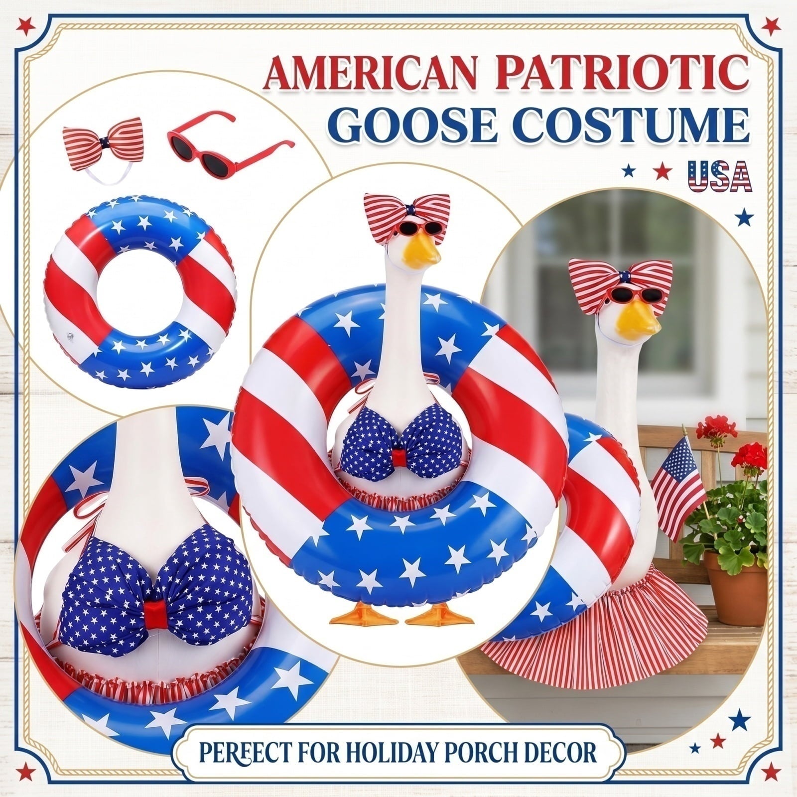 Outdoor Holiday Yard Decor, 23 Inch Porch Goose Outfits, Halloween Pumpkin Themed Porch Goose Clothes, Porch Goose Set with Hat and Treat Bag, Fits Standard 23 Inch Large Porch