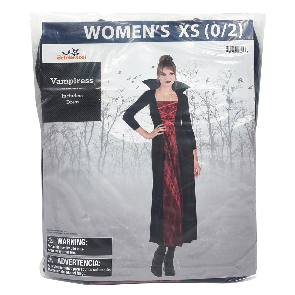 Vampiress Halloween Costume for Adults, Women's Size S (4/6), by Way to Celebrate
