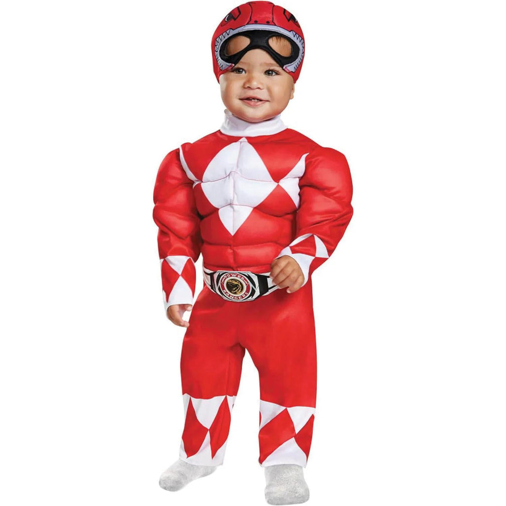 Disguise Toddler Boys' Mighty Morphin Red Ranger Muscle Jumpsuit Costume - 3T-4T