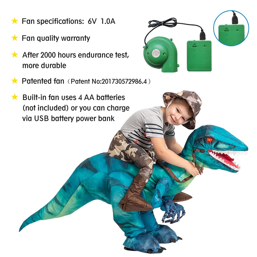 GOOSH 48 inch Inflatable Dinosaur Costume for Kids, Funny Halloween Costumes for Boys Girls Kids Inflatable Costume, Blow Up Dinosaur Costume for Halloween Party Cosplay