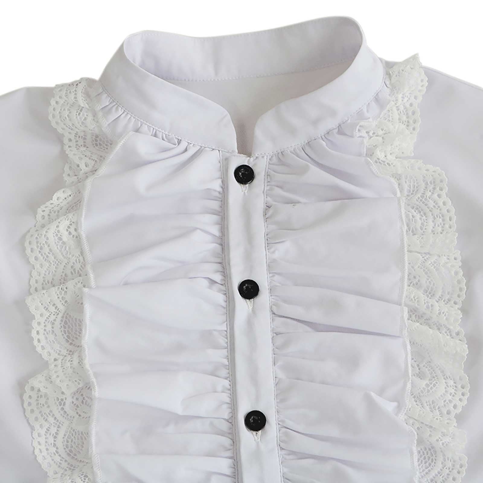 Men LYXSSBYX Mens Shirts Long Sleeve Pullover Stand Collar Ruffled Renaissance Shirt Steampunk Trumpet Sleeve Top