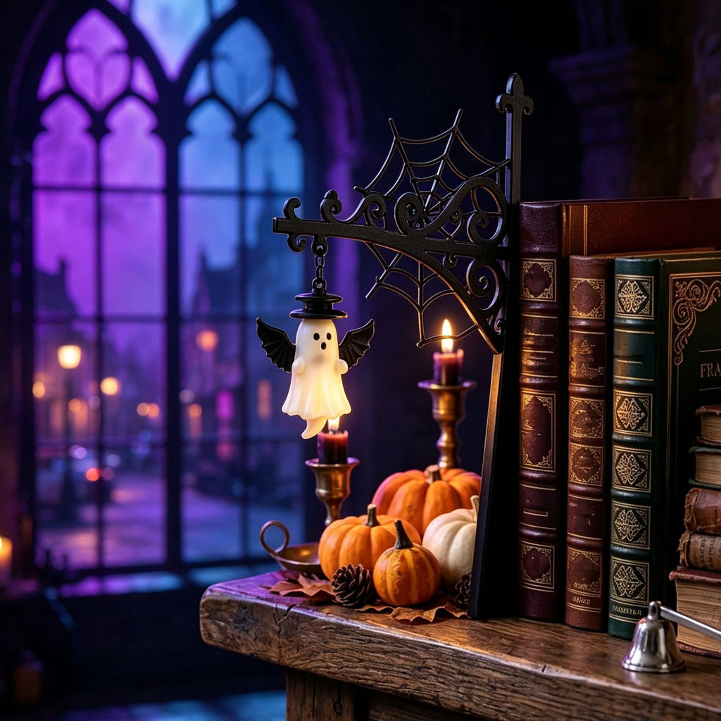 Halloween Ghost Library Lantern Decorative Bookshelf Lighting, Reading Book Shelf Lights for Study Reading Corner Home Library Gift for Book Lovers Bookworms