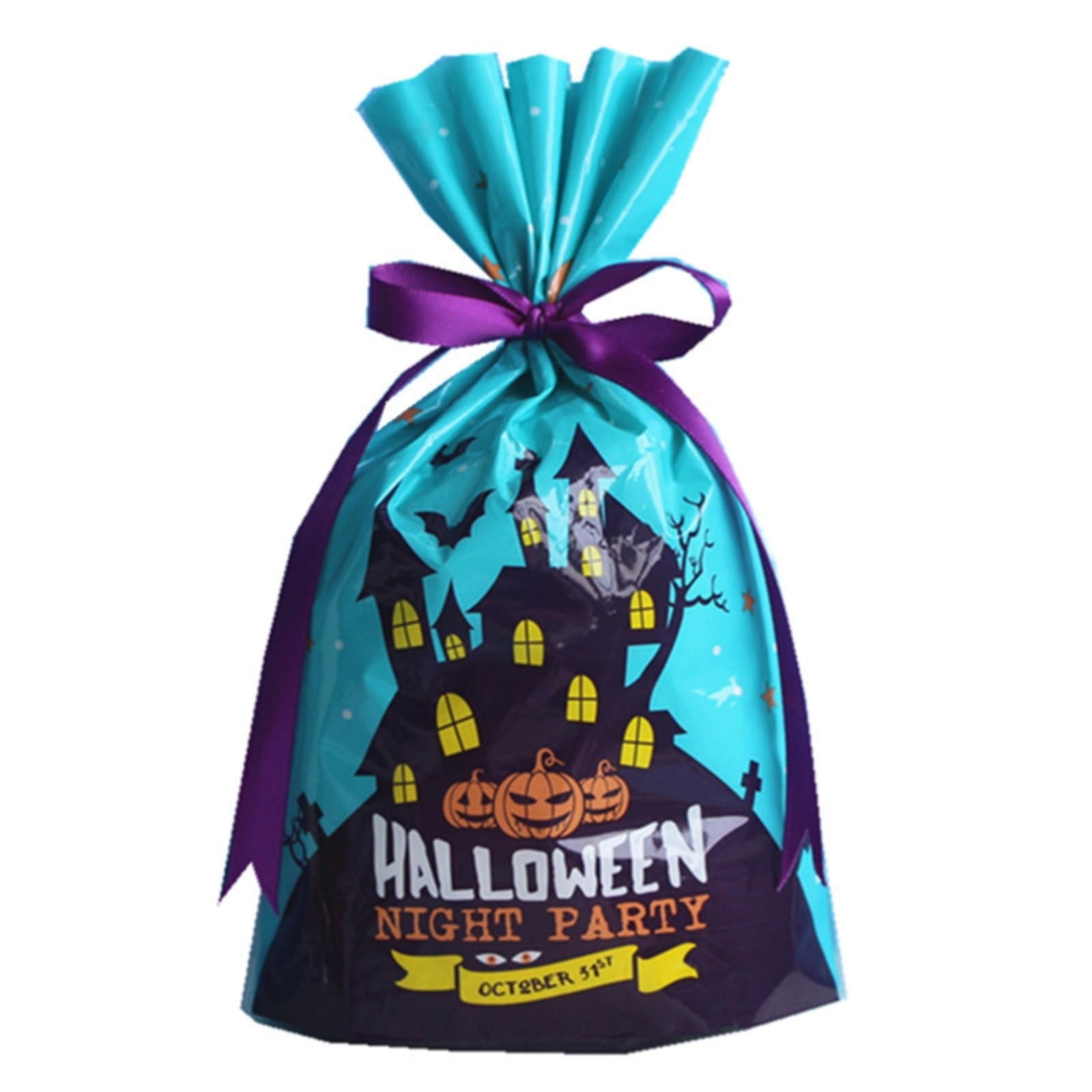 Halloween Treat Bags, Resealable Cellophane Bags, 50 Pcs Wrap Cellophane Treat Bags Party Favor Bags Candy Cookie Bags, Plastic Poly Goodie Storage Bags with Twist Ties for Halloween Party, 4.92x10.8"